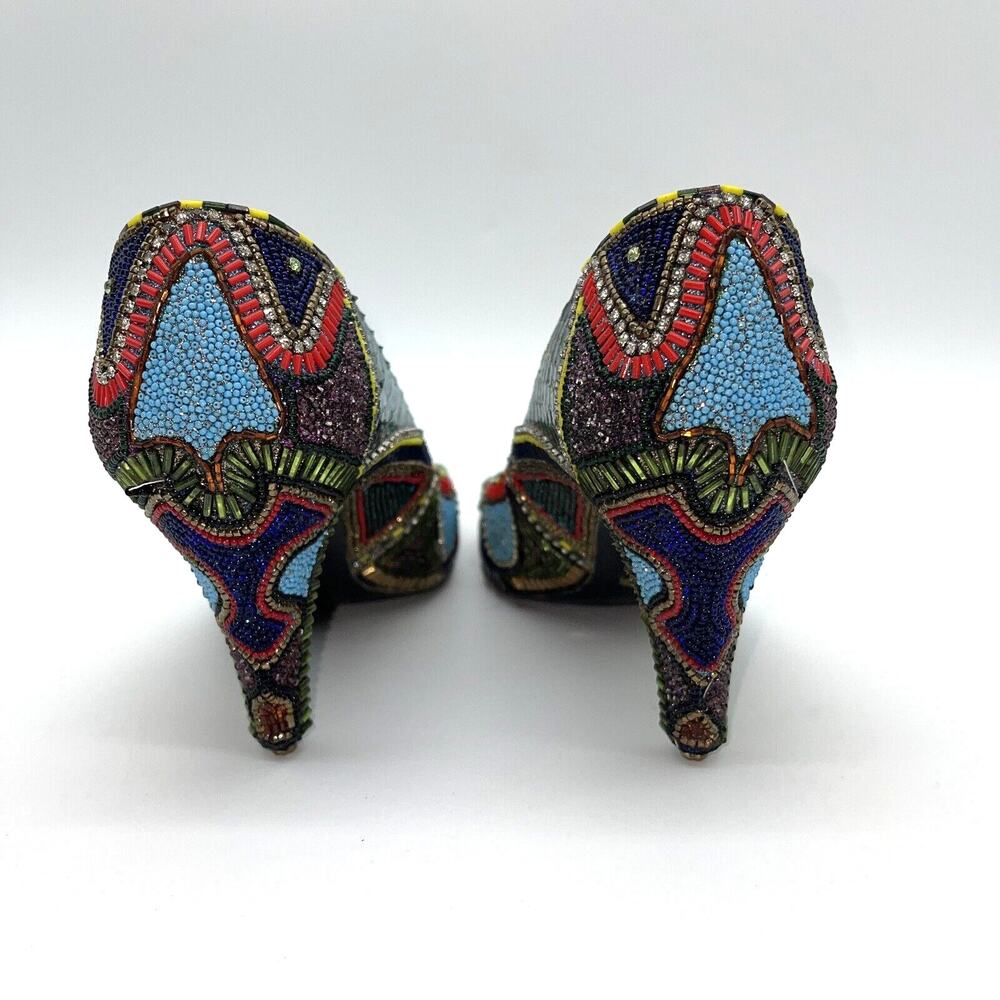 Bradley Levin Beaded Heels Womens 8 Charles Jourdan 80s 90s Vintage Rare Unique - Picture 6 of 15